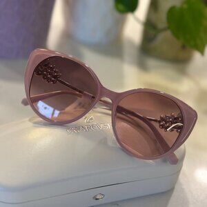 NEW! NWT! Swarovski Pink Embellished Sunglasses Cat Eye Women 55MM